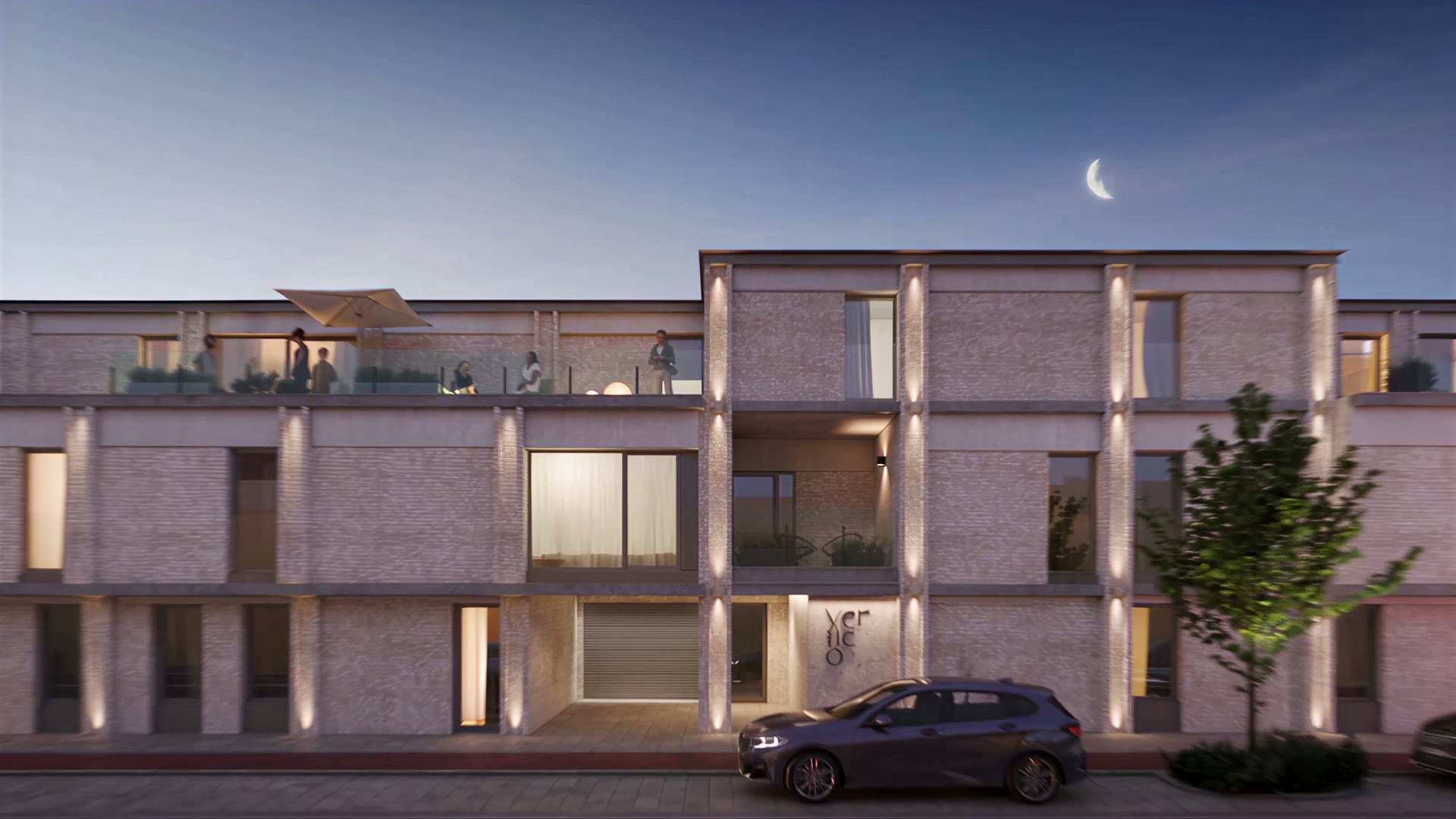 Residential architecture at dusk