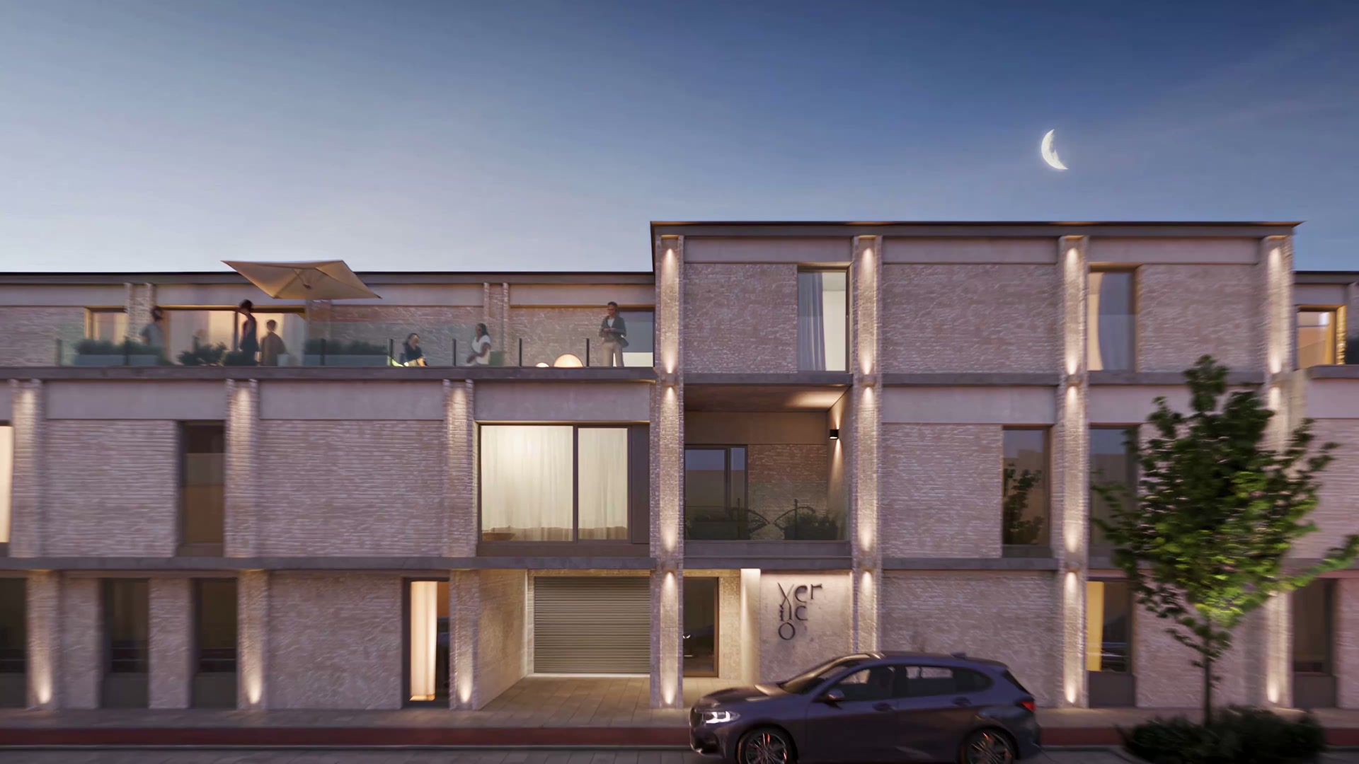 Residential architecture at dusk